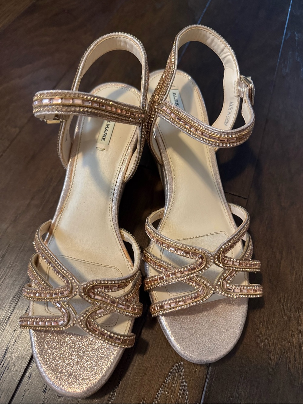 Alex Marie Rose Gold Beaded Strappy Sandals